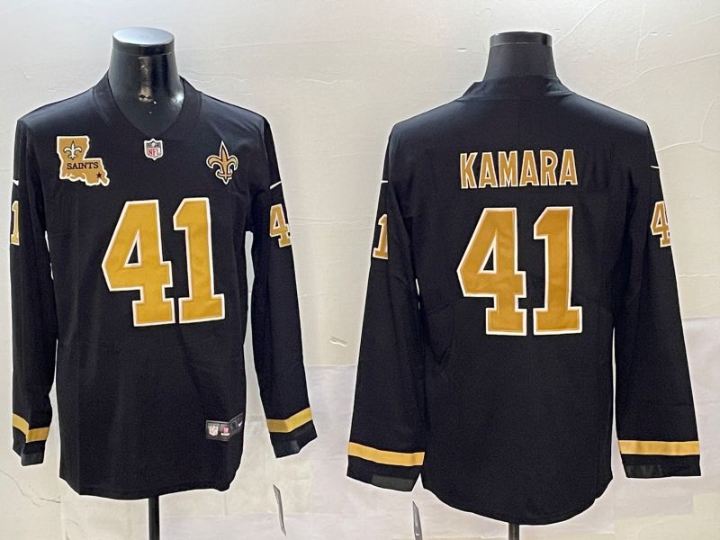 Men New Orleans Saints #41 Kamara Black long sleeve 2024 Nike NFL Jersey style 01041